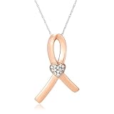 10k Rose Gold Diamond Ribbon Pendant (.05 cttw, I-J Color, I2-I3 Clarity)
