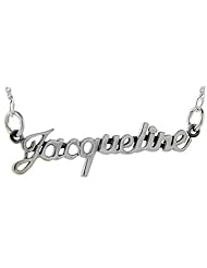 Sterling Silver JACQUELINE Name Necklace 3/8 inch, 17 inches long