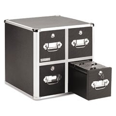 Vaultz VZ01049 4-Drawer Locking CD Storage Cabinet Holds up to 660 CDs (Black with Chrome Accents)