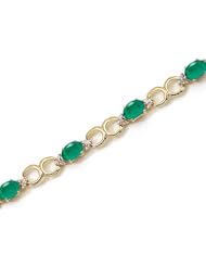 14K Yellow Gold Oval Emerald and Diamond Bracelet