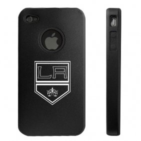 Apple iPhone 4 4S 4G Black Aluminum & Silicone Case Los Angeles Kings