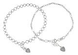 Sterling Silver Link Anklet Set