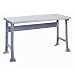 Lyon DD2540AS Laminated Hardwood Top Adjustable Slide Bolt Legs Work Bench with Stringer, 60" Width x 28" Depth x 37" Height, Dove Gray