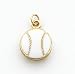 White Enameled Baseball Charm, 14K Yellow Gold