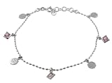 Sterling Silver Happy Sun Gem Accented Anklet