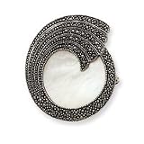Sterling Silver Marcasite and Mother of Pearl Butterfly Pin