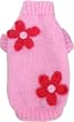 Small Dog Sweaters - Pink Daisy Knitted Sweater M