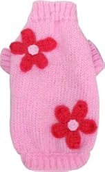 Sweaters for Dog - Pink Daisy Knitted Sweater L