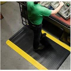 Workers Delight Supreme Deck Plate 3'x75' Black/Yellow Anti-Fatigue Commercial Floor Mat Roll