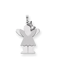 14k White Gold Medium Girl with Bow on Right Engravable Charm Cyber Monday Special