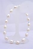 Freshwater Pearls Stretchable Bracelet w/ Swarovski AB Crystals Rice Shaped Cream Freshwater Pearls Swarovski AB Crystal (BRAND NEW)