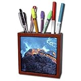 VWPics Volcanoes - Lava flowing into the Pacific Ocean, Volcanos National Park, Hawaii - Tile Pen Holders-5 inch tile pen holder