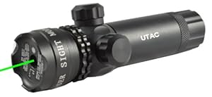 UTAC Tactical Super Bright Green Laser Sight with Pressure Switch and Manual On/Off Switch with Picatinny-Weaver Rail Mount & Rifle Barrel Clamp Mount