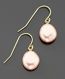 Fresh by Honora 14k Gold Plum White Baroque Cultured Freshwater Pearl Earrings (9-10mm)