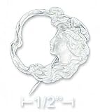 Sterling Silver Satin Diamond Cut 20mm Victorian Woman Profile Pin