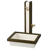 アーバン立水栓 ウッド ダークブラウンセット プラグ付