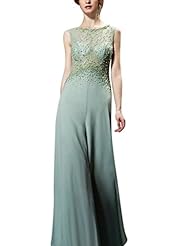 Sexy A-line Round Neck Cocktail Floor Length Satin Beaded Lace Mesh Sleeveless Homecoming Dress/Pageant Dress/Prom Dress/Party Dress/Wedding Dress 