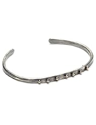 Melissa Joy Manning "Mixed Metals" Gold Ball Details Silver Cuff Bracelet