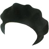 NEW 100% WOOL FRENCH BERET TAM BEANIE SLOUCH HAT CAP BLACK Medium