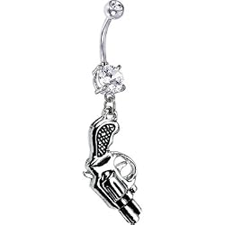 Clear Cubic Zirconia Gun Belly Ring