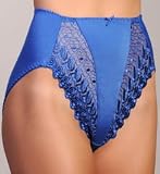 Valmont Embroidered Lace and Satin Hi-Cut Brief Panties (2320) 10/Blue