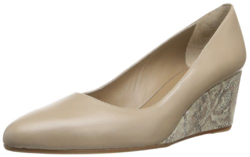 Anyi Lu Women's Kelly Wedge Pump,Sand Calf/Metallic Pitone,37.5 EU/7-7.5 M US