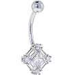 Solid 14kt White Gold Cubic Zirconia Surround Belly Ring