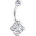 Solid 14KT White Gold Cubic Zirconia SURROUND Belly Ring