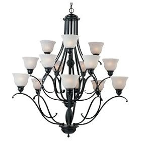 Maxim Lighting 11809ICBK Linda 15 Light Large Foyer Chandelier in Black with Ice by Maxim Mfg.