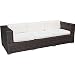 Lexington Modern Daytona Outdoor Rattan Sofa, Brown with White Pillows