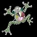 Green Austrian Rhinestone Gold-Tone Frog Brooch Pin