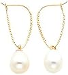 14K Gold Cultured Pearl Dangle Earrings Jewelry New |I