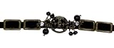 Black Skull Leather and Crystal Stones Bracelet *****