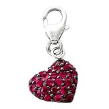 14K White Gold Ruby Heart Charm