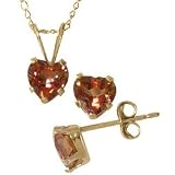 Tropic Fire Topaz Heart Shaped Earring and Pendant Set