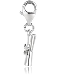 Sterling Silver clip-on scrolled diploma charm