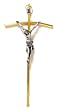 Fine All Metal Gold Tone Crucifix with Silver Tone Corpus - 11'' in Height