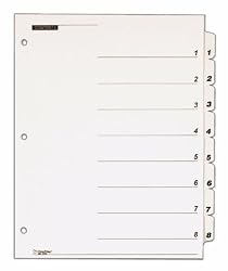 Cardinal by TOPS Products OneStep Index System, 8-Tab, Numbered, White, 1 Set (60813)