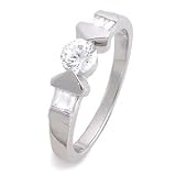 Sterling Silver Cubic Zirconia Ladies Engagement Ring - size 5