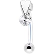 Clear Cubic Zirconia Drop Bioplast Intimate Piercing