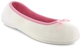 Ever So Soft Prima Ladies Ballerina Slippers - White/Pink