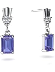 Genuine Tanzanite 14kt White Gold Dangle Drop Earrings