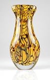 Glass Vase Black & Yellow Beautiful 100% Handblown Art X993