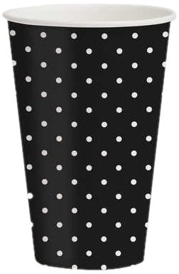 Creative Converting Cupcake Blowout Black Polka Dot Hot or Cold Beverage Cups, 8-Count