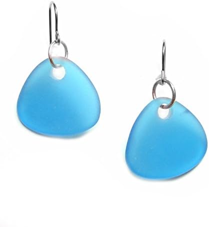 Solares Silvertone Deep True Blue Trangular Glass Earrings