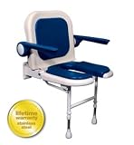 AKW Medicare 04160P 4000 Series Shower Seat U Shaped Padded with Back and Arms Blue 23 Inch W AKW Medicare 04160P 4000 Series Shower Seat U Shaped Padded with Back and Arms Blue 23 Inch W