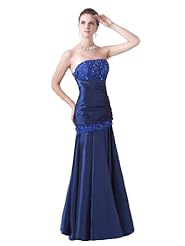 Strapless Taffeta Mermaid Beaded Lace-Up Pleated  Dress