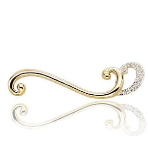 0.10 Carat Diamond Double Curve 14K Yellow Gold Pin by 