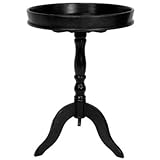 Oriental Furniture 26-Inch Tray Top Pedestal Table, Black