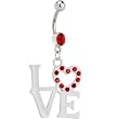Ruby Red Gem Love Charm Dangle Belly Ring